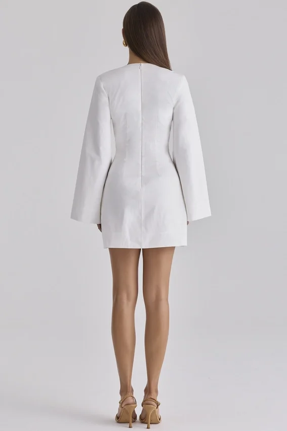 Isha White Bell Sleeve Cotton Mini Dress Isha White Bell Sleeve Cotton Mini Dress