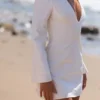 Isha White Bell Sleeve Cotton Mini Dress Isha White Bell Sleeve Cotton Mini Dress