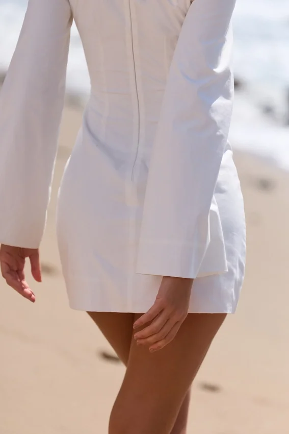 Isha White Bell Sleeve Cotton Mini Dress Isha White Bell Sleeve Cotton Mini Dress