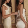 Isis Ivory Satin Corset Maxi Dress Isis Ivory Satin Corset Maxi Dress