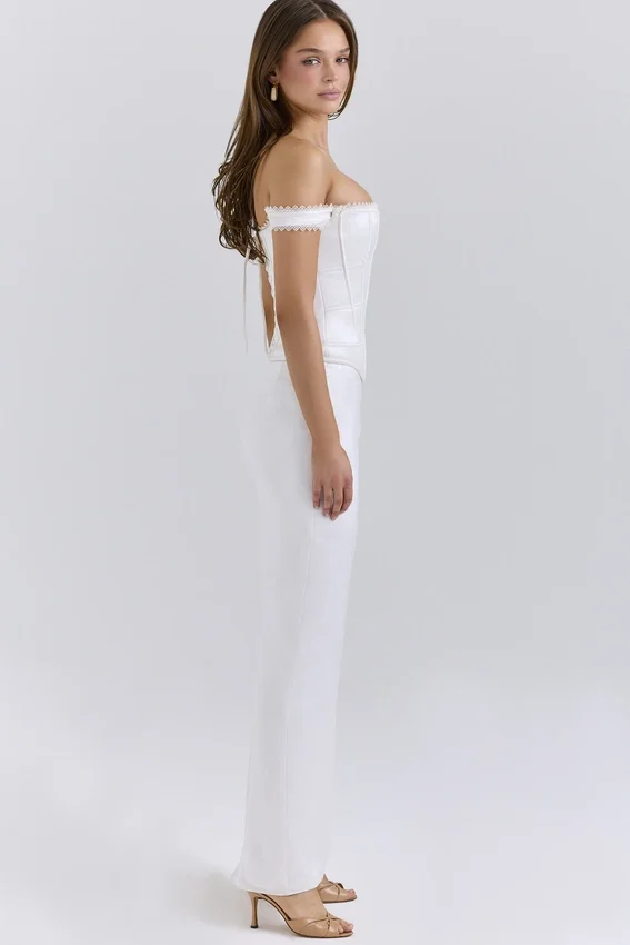 Isis Ivory Satin Corset Maxi Dress Isis Ivory Satin Corset Maxi Dress