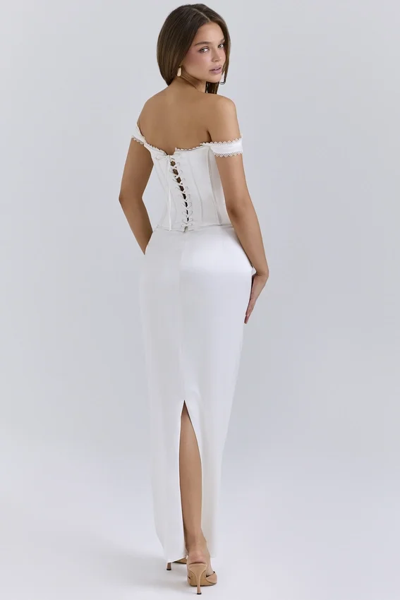 Isis Ivory Satin Corset Maxi Dress Isis Ivory Satin Corset Maxi Dress