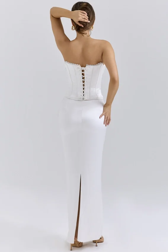 Isis Ivory Satin Corset Maxi Dress Isis Ivory Satin Corset Maxi Dress