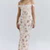 Isis Vintage Cream Floral Print Corset Maxi Dress Isis Vintage Cream Floral Print Corset Maxi Dress