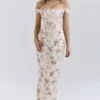 Isis Vintage Cream Floral Print Corset Maxi Dress Isis Vintage Cream Floral Print Corset Maxi Dress