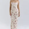 Isis Vintage Cream Floral Print Corset Maxi Dress Isis Vintage Cream Floral Print Corset Maxi Dress