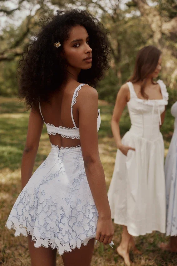 Isla Bluebell Scallop Lace Broderie Anglais Mini Sundress Isla Bluebell Scallop Lace Broderie Anglais Mini Sundress