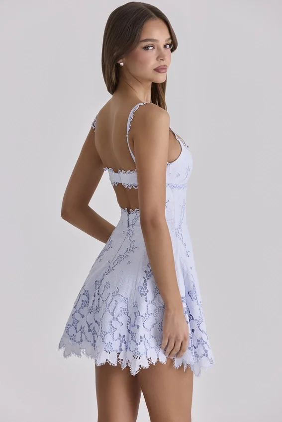 Isla Bluebell Scallop Lace Broderie Anglais Mini Sundress Isla Bluebell Scallop Lace Broderie Anglais Mini Sundress