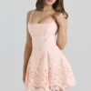 Isla Peach Scallop Lace Broderie Anglaise Mini Dress Isla Peach Scallop Lace Broderie Anglaise Mini Dress
