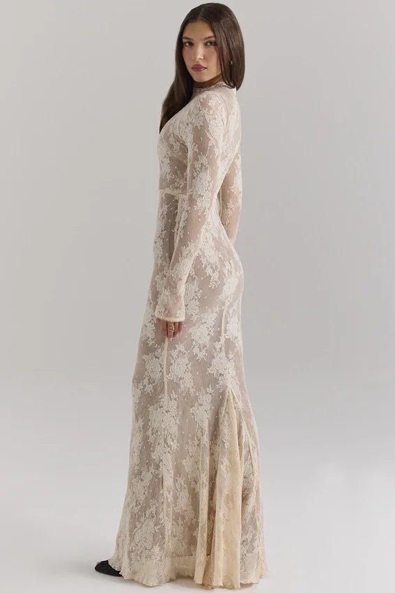 Isoline Peach Lace Maxi Dress Isoline Peach Lace Maxi Dress