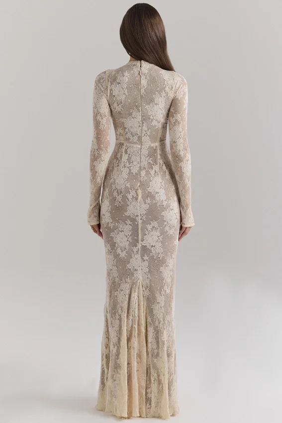 Isoline Peach Lace Maxi Dress Isoline Peach Lace Maxi Dress