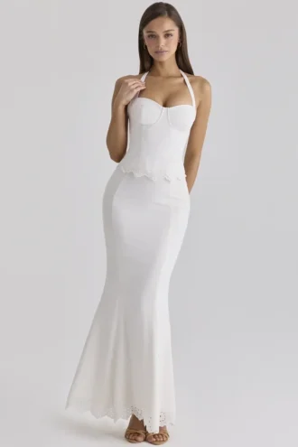 Isorella White Broderie Anglaise Cotton Maxi Skirt