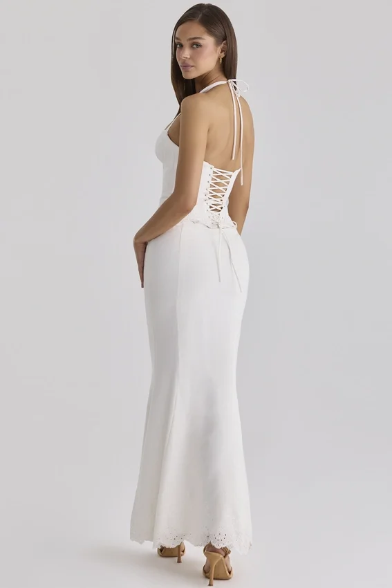 Isorella White Broderie Anglaise Cotton Maxi Skirt Isorella White Broderie Anglaise Cotton Maxi Skirt