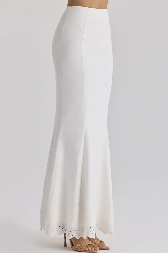 Isorella White Broderie Anglaise Cotton Maxi Skirt Isorella White Broderie Anglaise Cotton Maxi Skirt