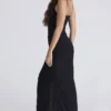 Issey Black Stretch Mesh Draped Maxi Dress Issey Black Stretch Mesh Draped Maxi Dress