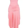 Ivana Apricot Gathered Asymmetric Dress Ivana Apricot Gathered Asymmetric Dress