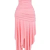Ivana Apricot Gathered Asymmetric Dress Ivana Apricot Gathered Asymmetric Dress