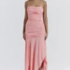 Ivana Apricot Gathered Asymmetric Dress Ivana Apricot Gathered Asymmetric Dress
