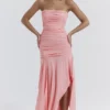 Ivana Apricot Gathered Asymmetric Dress Ivana Apricot Gathered Asymmetric Dress