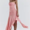 Ivana Apricot Gathered Asymmetric Dress Ivana Apricot Gathered Asymmetric Dress