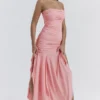 Ivana Apricot Gathered Asymmetric Dress Ivana Apricot Gathered Asymmetric Dress