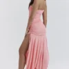 Ivana Apricot Gathered Asymmetric Dress Ivana Apricot Gathered Asymmetric Dress
