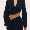 Ivara Black Long Sleeve Cropped Cotton Shirt