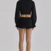 Ivara Black Long Sleeve Cropped Cotton Shirt