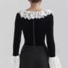 Jacinda Black Velvet Lace Trimmed Corset Top Jacinda Black Velvet Lace Trimmed Corset Top