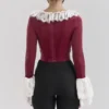Jacinda Cabernet Velvet Lace Trimmed Corset Top Jacinda Cabernet Velvet Lace Trimmed Corset Top