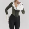 Jacinda Forest Green Velvet Lace Trimmed Corset Top Jacinda Forest Green Velvet Lace Trimmed Corset Top