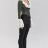 Jacinda Forest Green Velvet Lace Trimmed Corset Top Jacinda Forest Green Velvet Lace Trimmed Corset Top