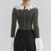 Jacinda Forest Green Velvet Lace Trimmed Corset Top Jacinda Forest Green Velvet Lace Trimmed Corset Top