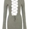 Jada Artichoke Knit Lace Up Dress Jada Artichoke Knit Lace Up Dress