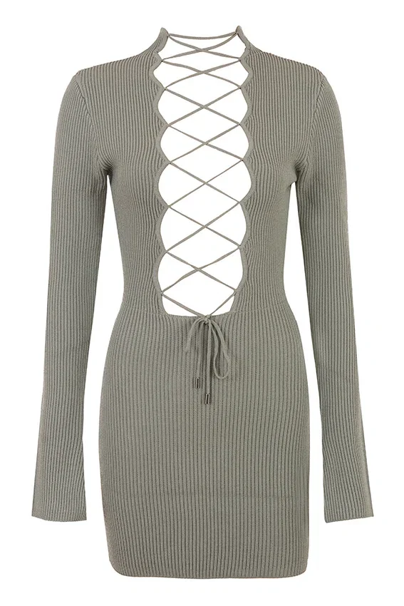 Jada Artichoke Knit Lace Up Dress Jada Artichoke Knit Lace Up Dress