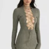 Jada Artichoke Knit Lace Up Dress Jada Artichoke Knit Lace Up Dress