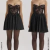 Jadore Black Lace and Satin Strapless Mini Dress Jadore Black Lace and Satin Strapless Mini Dress