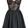 Jadore Black Lace and Satin Strapless Mini Dress Jadore Black Lace and Satin Strapless Mini Dress