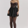 Jadore Black Lace and Satin Strapless Mini Dress Jadore Black Lace and Satin Strapless Mini Dress