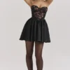 Jadore Black Lace and Satin Strapless Mini Dress Jadore Black Lace and Satin Strapless Mini Dress