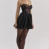 Jadore Black Lace and Satin Strapless Mini Dress Jadore Black Lace and Satin Strapless Mini Dress