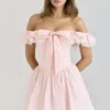 Jaide Pink Stretch Cotton Off Shoulder Corset Mini Dress Jaide Pink Stretch Cotton Off Shoulder Corset Mini Dress