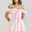 Jaide Pink Stretch Cotton Off Shoulder Corset Mini Dress Jaide Pink Stretch Cotton Off Shoulder Corset Mini Dress