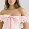 Jaide Pink Stretch Cotton Off Shoulder Corset Mini Dress Jaide Pink Stretch Cotton Off Shoulder Corset Mini Dress