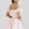 Jaide Pink Stretch Cotton Off Shoulder Corset Mini Dress Jaide Pink Stretch Cotton Off Shoulder Corset Mini Dress