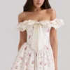 Jaide Stretch Cotton Floral Print Off Shoulder Corset Mini Dress Jaide Stretch Cotton Floral Print Off Shoulder Corset Mini Dress