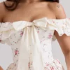 Jaide Stretch Cotton Floral Print Off Shoulder Corset Mini Dress Jaide Stretch Cotton Floral Print Off Shoulder Corset Mini Dress