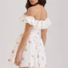 Jaide Stretch Cotton Floral Print Off Shoulder Corset Mini Dress Jaide Stretch Cotton Floral Print Off Shoulder Corset Mini Dress