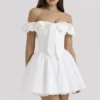 Jaide White Cotton Off Shoulder Corset Mini Dress Jaide White Cotton Off Shoulder Corset Mini Dress