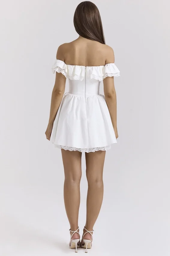 Jaide White Cotton Off Shoulder Corset Mini Dress Jaide White Cotton Off Shoulder Corset Mini Dress
